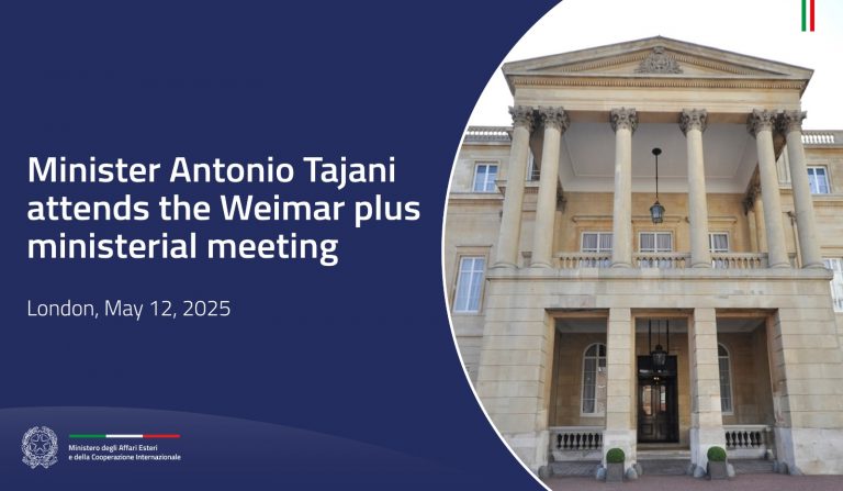 Tajani in London this morning for a Weimar+ format meeting, and in Verona this afternoon for a preparatory event for the Ukraine Recovery Conference
