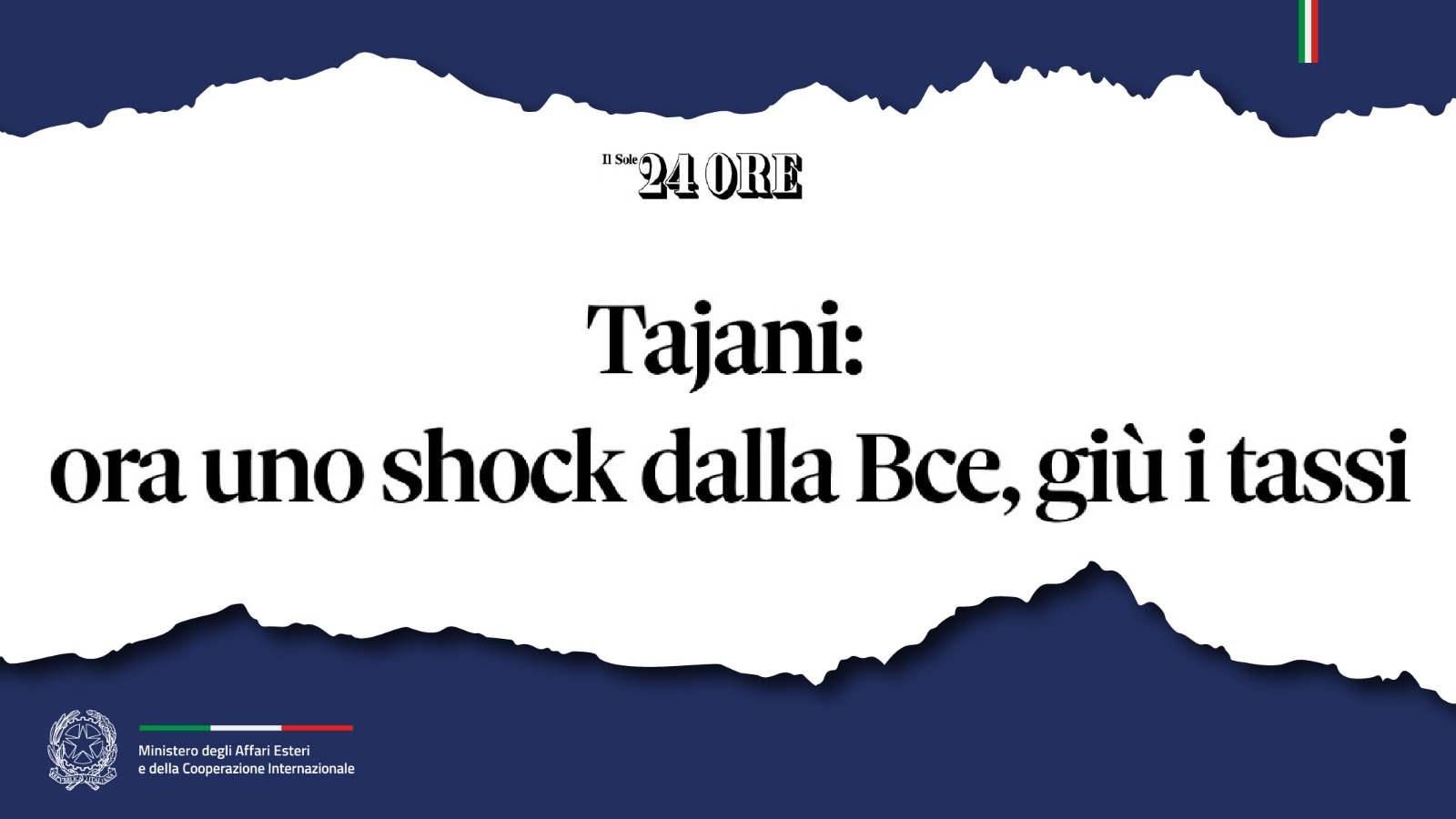 Tajani intervista il Sole 24 Ore