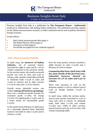 Business Insights from Italy - Luglio 2025