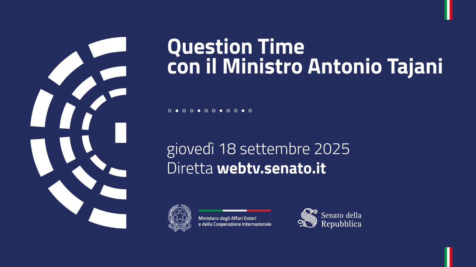 Minister Antonio Tajani participates in the Question Time session at the Senate of the Republic