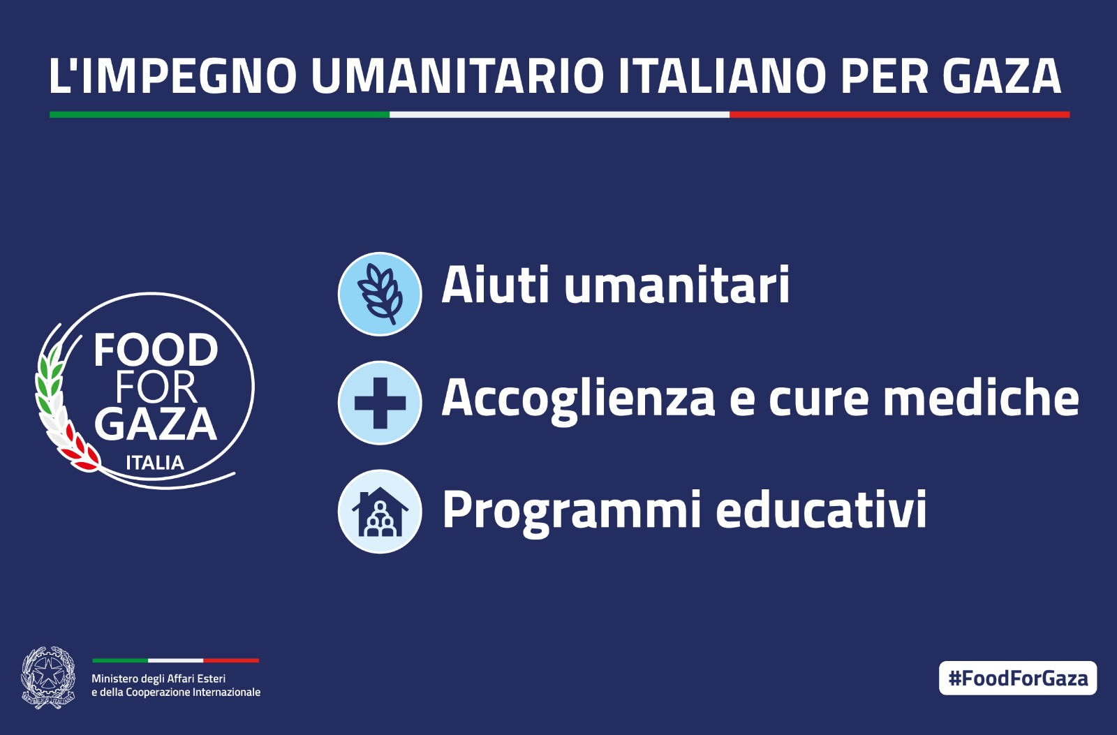 impegno umanitario italiano per gaza