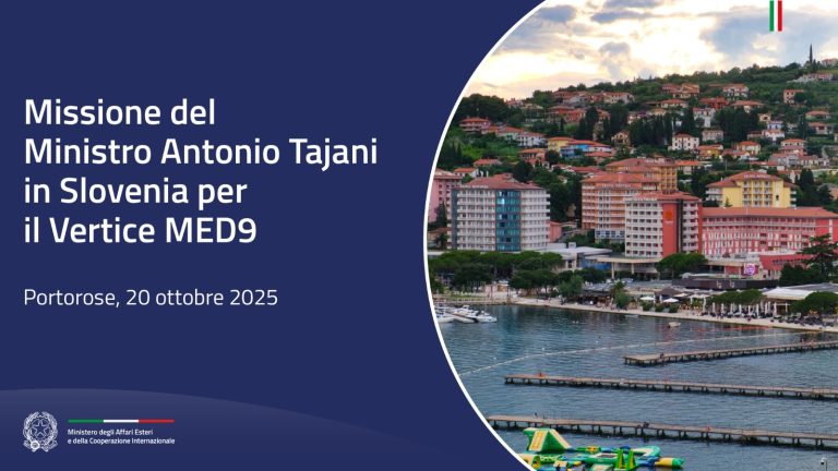 Tajani in Slovenia per il Vertice MED9