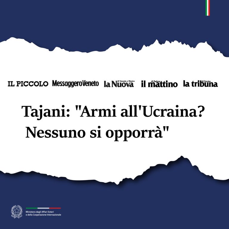Tajani «Armi all’Ucraina Nessuno si opporrà»