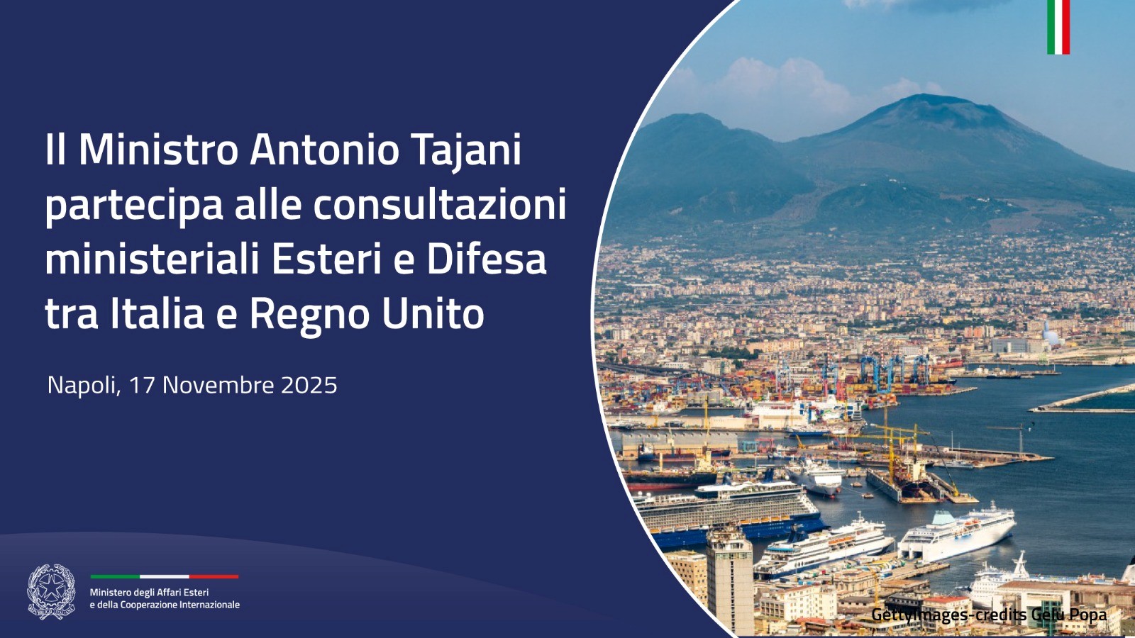 Tajani e Crosetto a Napoli per le consultazioni Esteri-Difesa fra Italia e Regno Unito