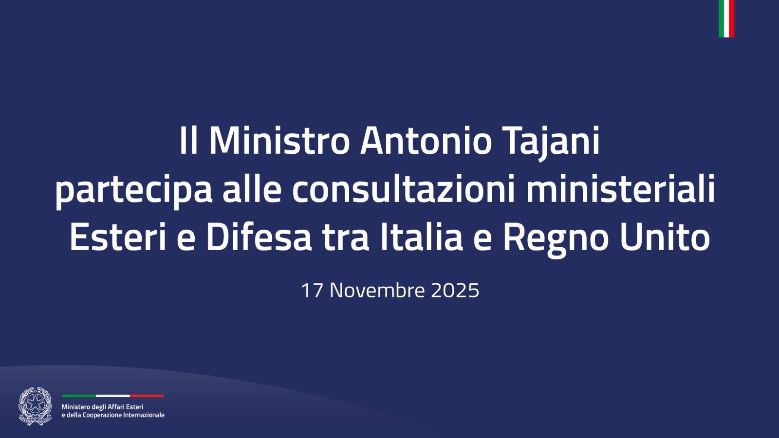 Tajani e Crosetto partecipano alle consultazioni Esteri-Difesa fra Italia e Regno Unito