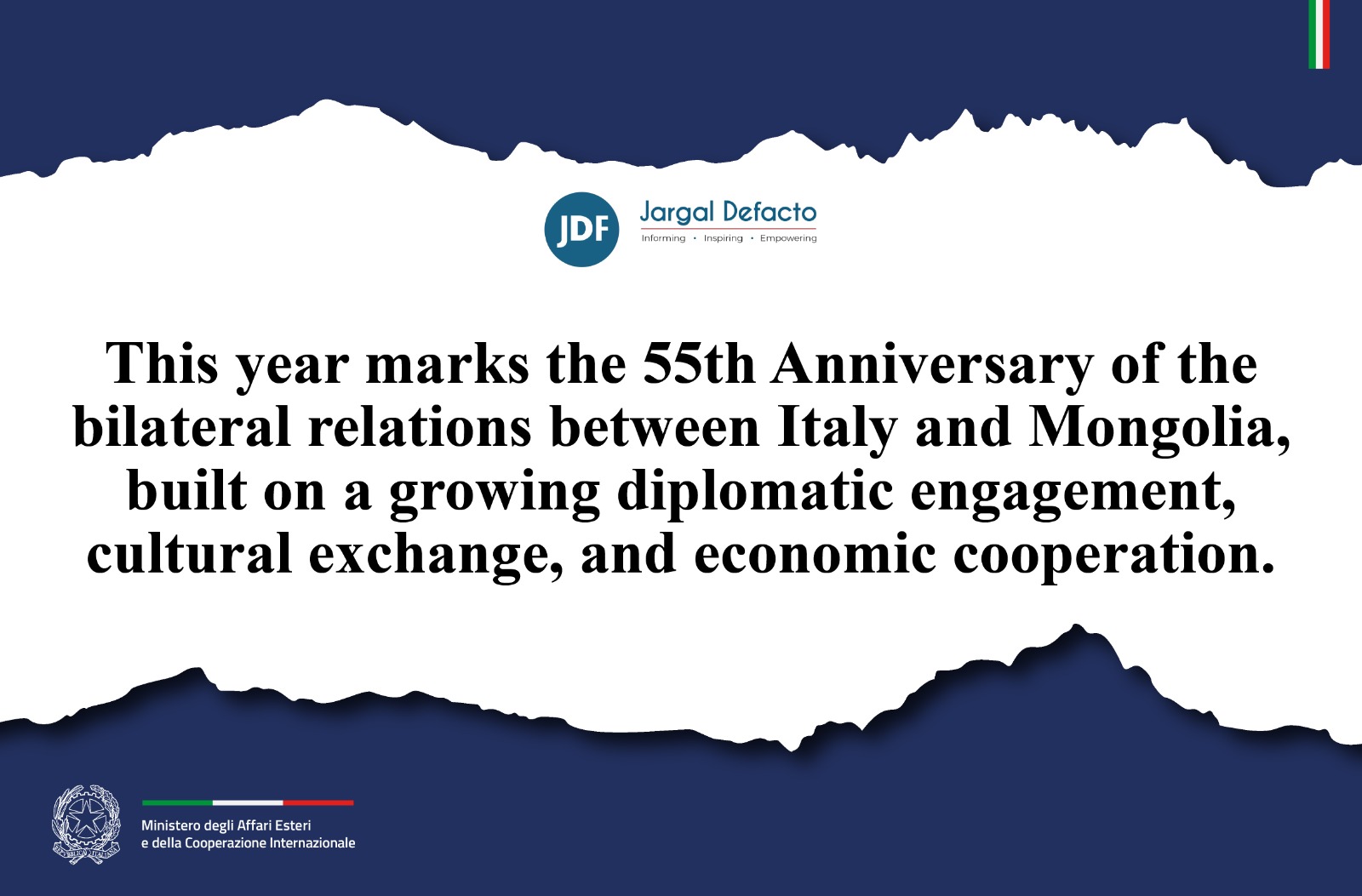 Intervista al Ministro Tajani su Jargal Defacto