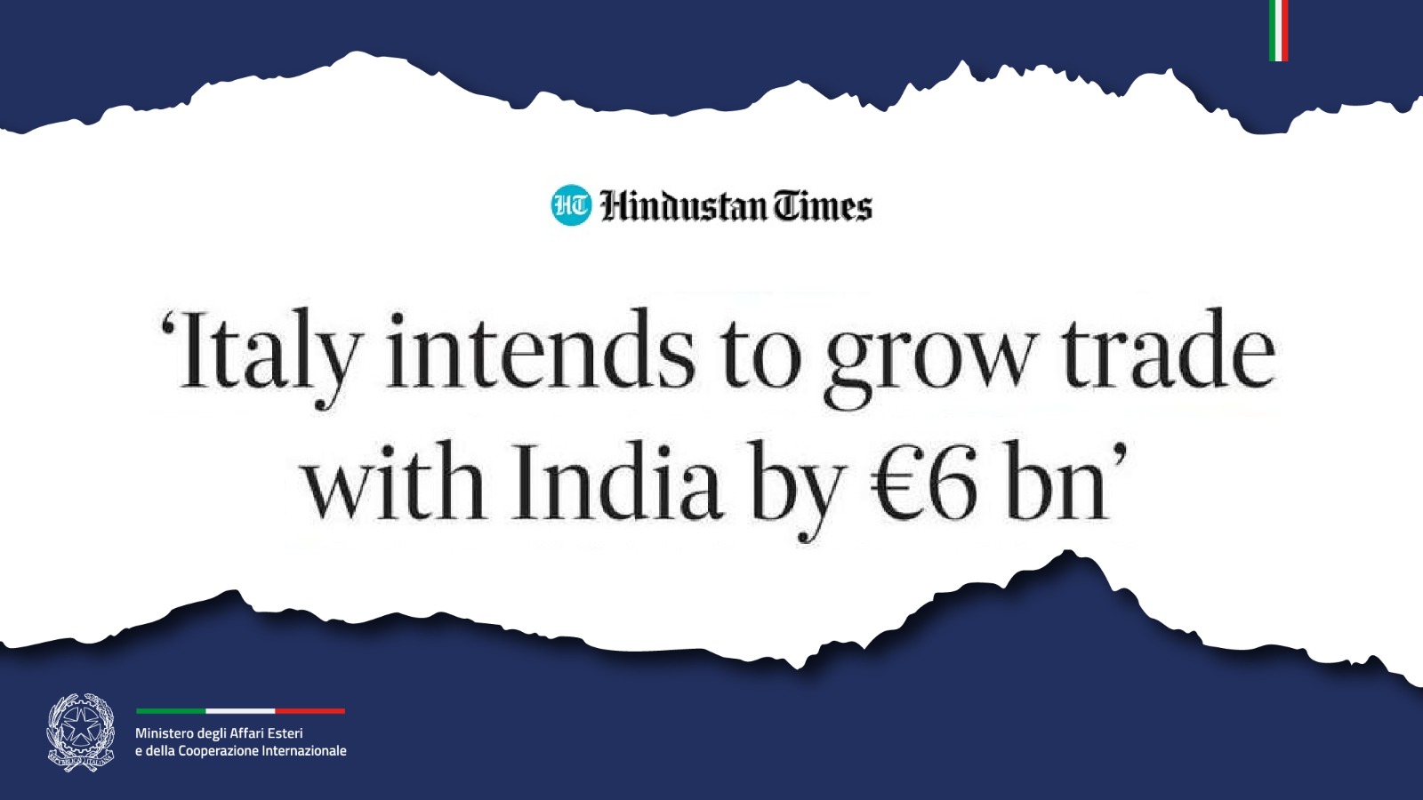 Tajani: Italy intends to grow trade with India by €6 bn (Hindustan Times) (Hindustan Times)