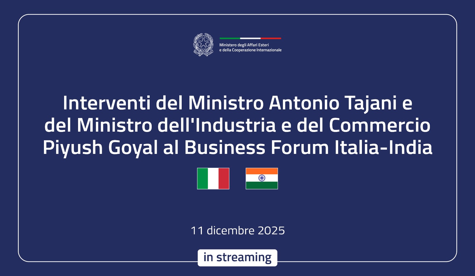 Tajani a Mumbai per il Business Forum Italia-India