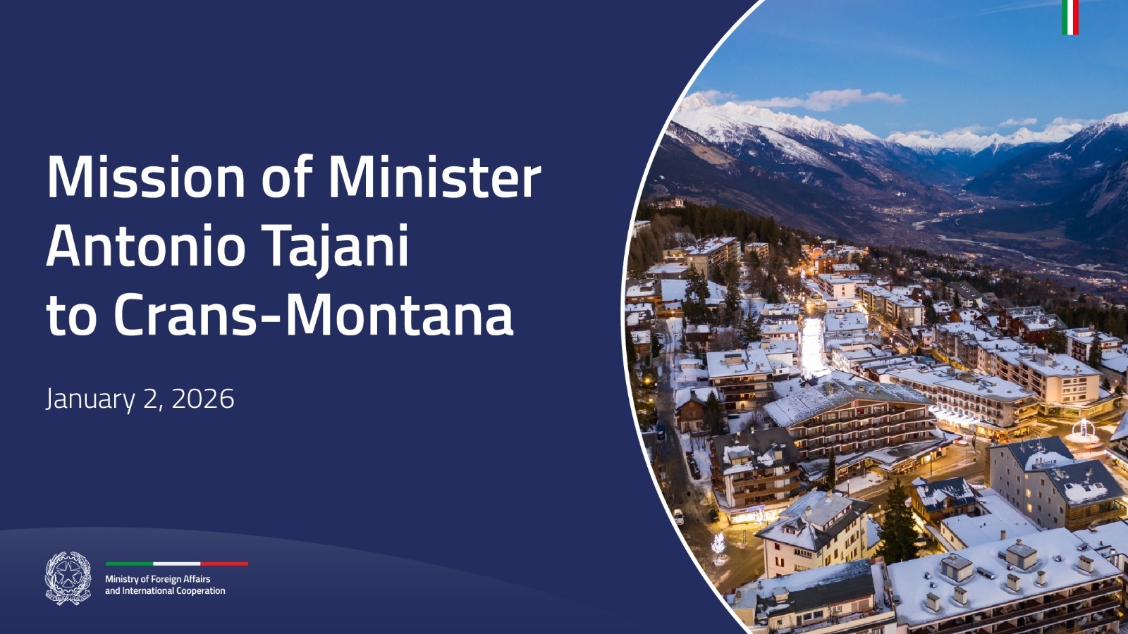 Missione del Ministro Tajani a Crans-Montana