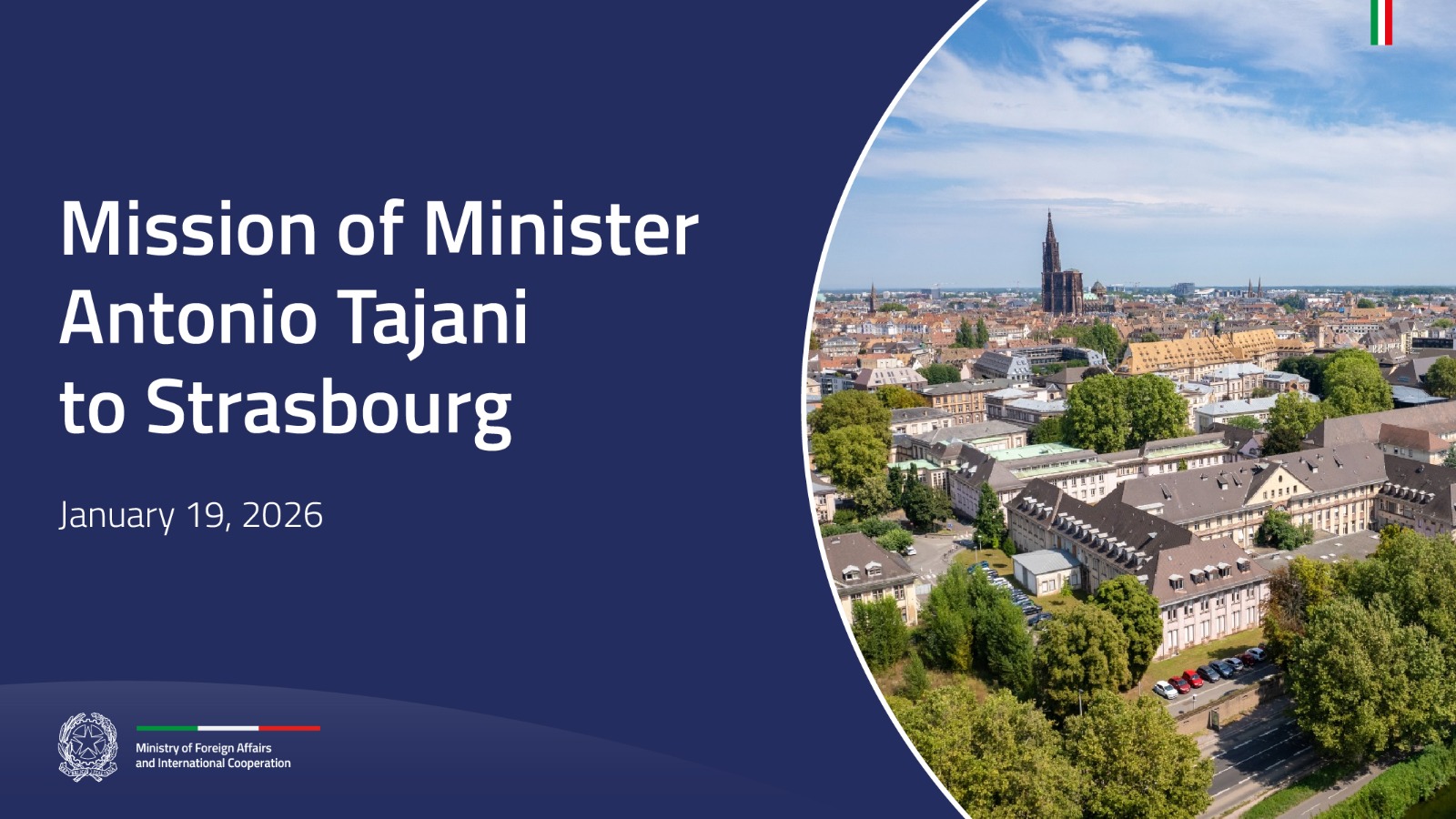 Tajani in Strasbourg for Meetings with Metsola, Wadephul and Italian MPs