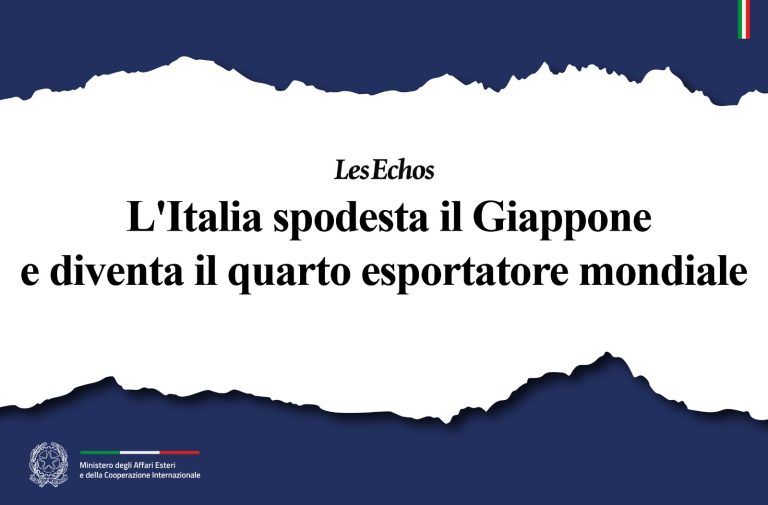 L'Italia spodesta il Giappone e diventa il quarto esportatore mondiale
