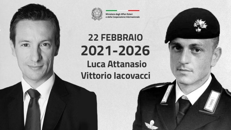 Quinto anniversario della morte dell’Ambasciatore Attanasio e del Carabiniere Scelto Iacovacci