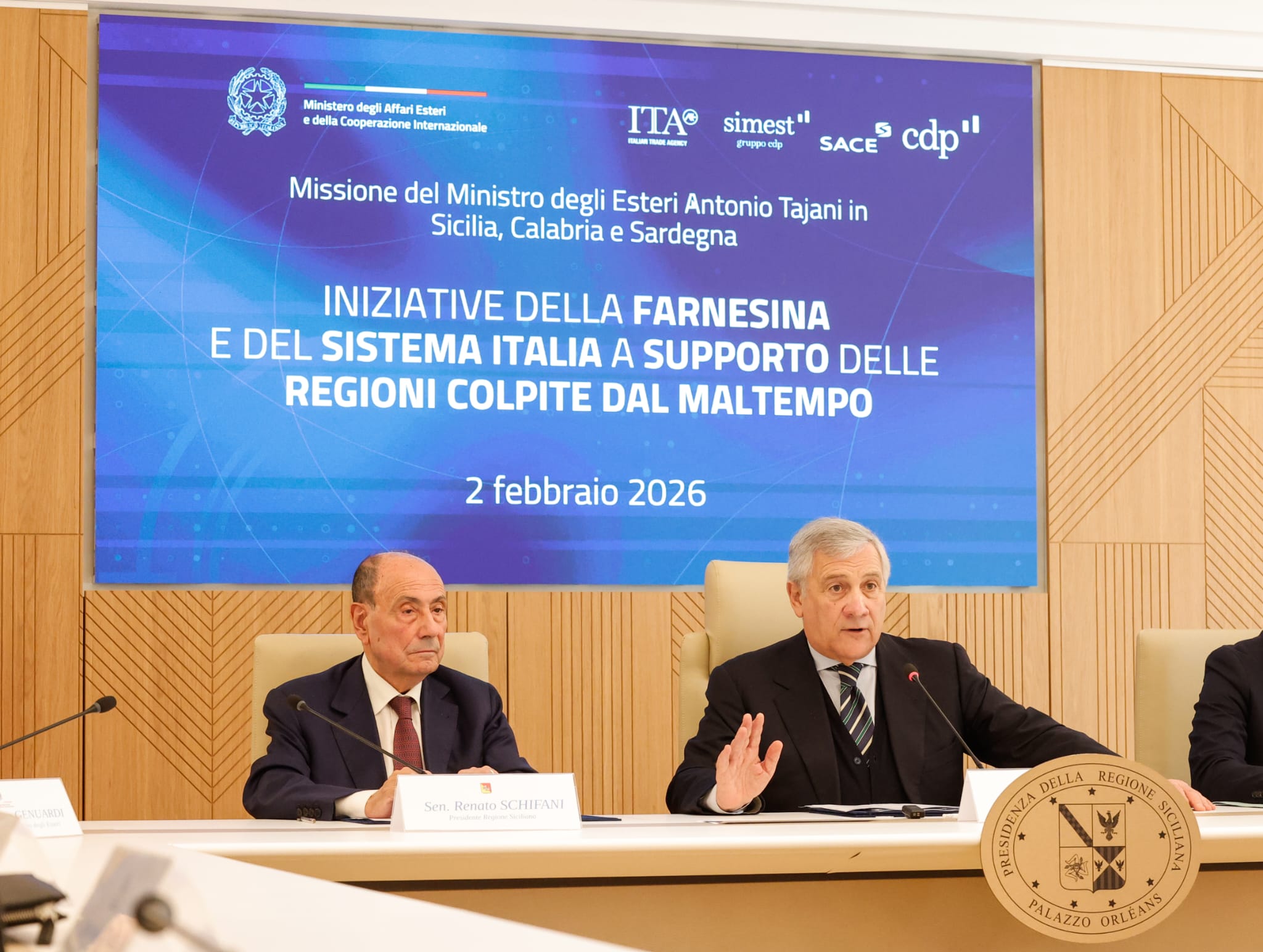 Missione del Ministro Tajani in Sicilia, Calabria e Sardegna per sostenere le imprese esportatrici colpite dal maltempo