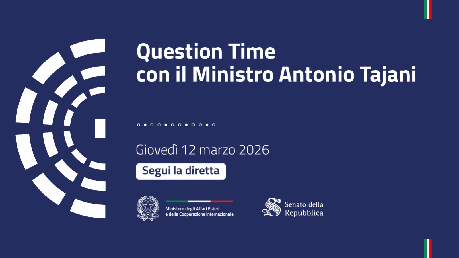 Il Ministro Antonio Tajani partecipa alla sessione di Question Time al Senato