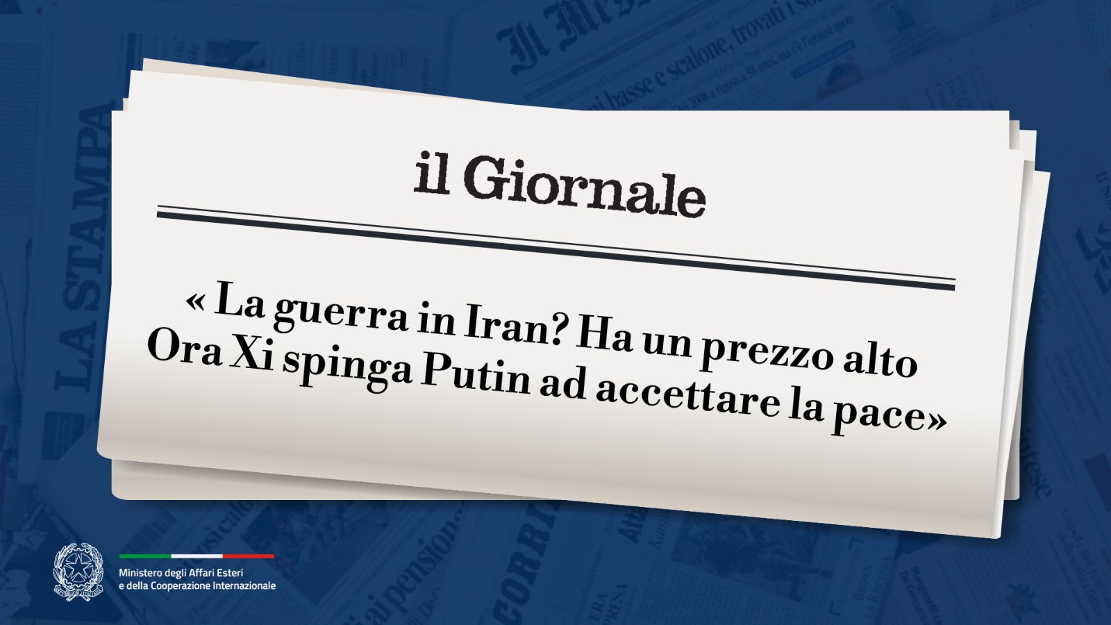 «La guerra in Iran? Ha un prezzo alto. Ora Xi spinga Putin ad accettare la pace»