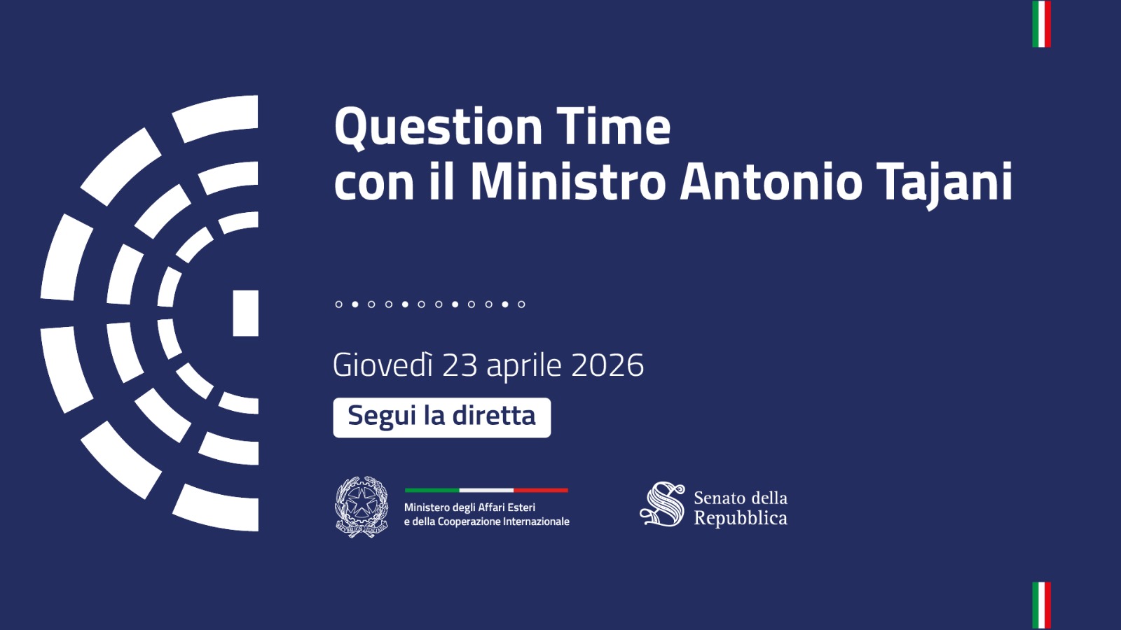 Il Ministro Antonio Tajani partecipa alla sessione di Question Time al Senato