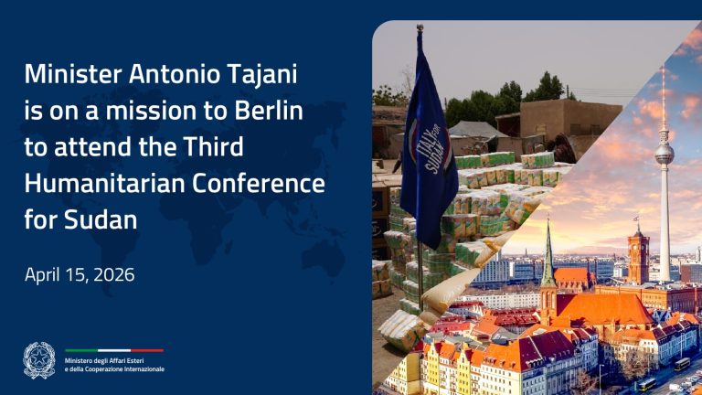 Tajani in Berlin for the Third Humanitarian Conference on Sudan