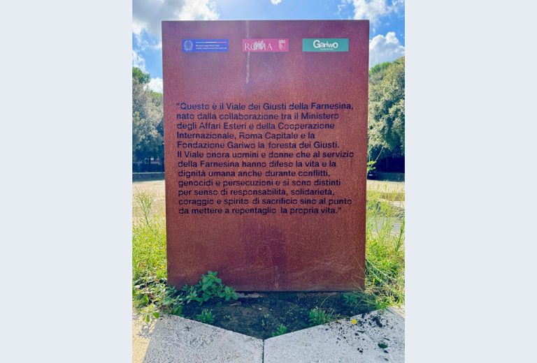 targa viale dei giusti della Farnesina