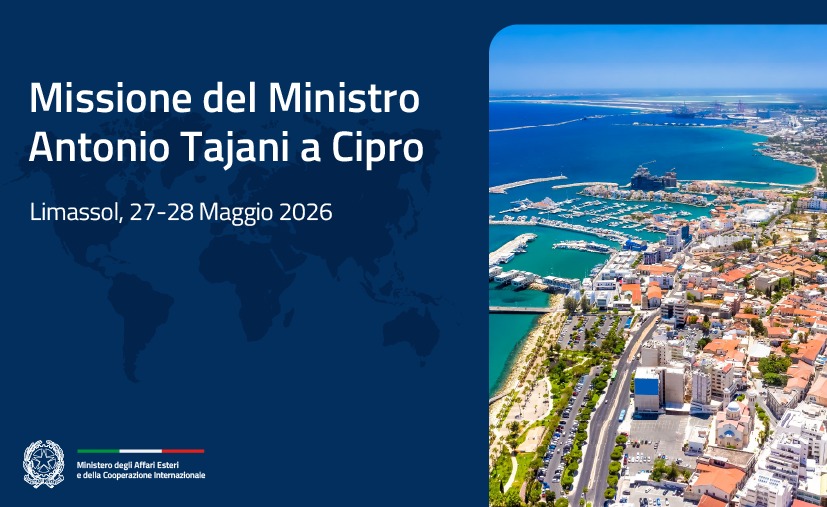 Tajani a Cipro per incontrare gli imprenditori e partecipare alla riunione dei Ministri degli Esteri UE allargata a India e Arabia Saudita
