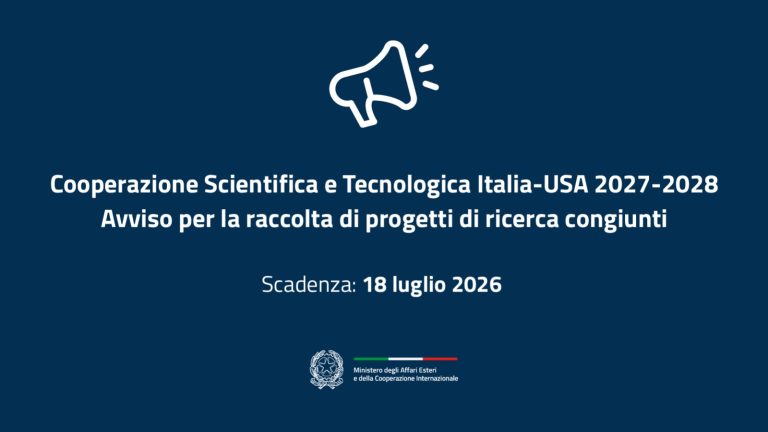 Cooperazione Scientifica e Tecnologica Italia- USA 2027-2028 - Avviso per la raccolta di progetti di ricerca congiunti
