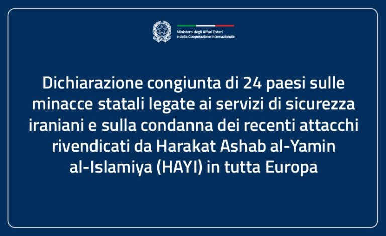 Dichiarazione congiunta sulle minacce statali iraniane e sugli attacchi rivendicati da HAYI