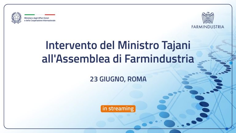 Intervento del Ministro Tajani all’Assemblea di Farmindustria