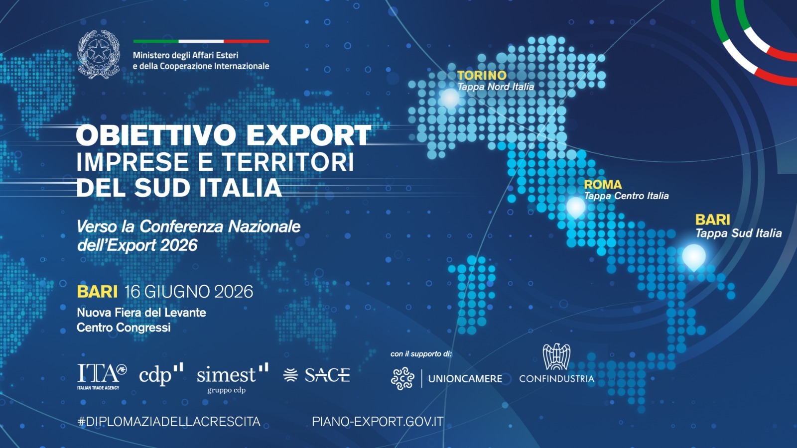 Tajani domani a Bari per la seconda tappa di “Obiettivo Export”