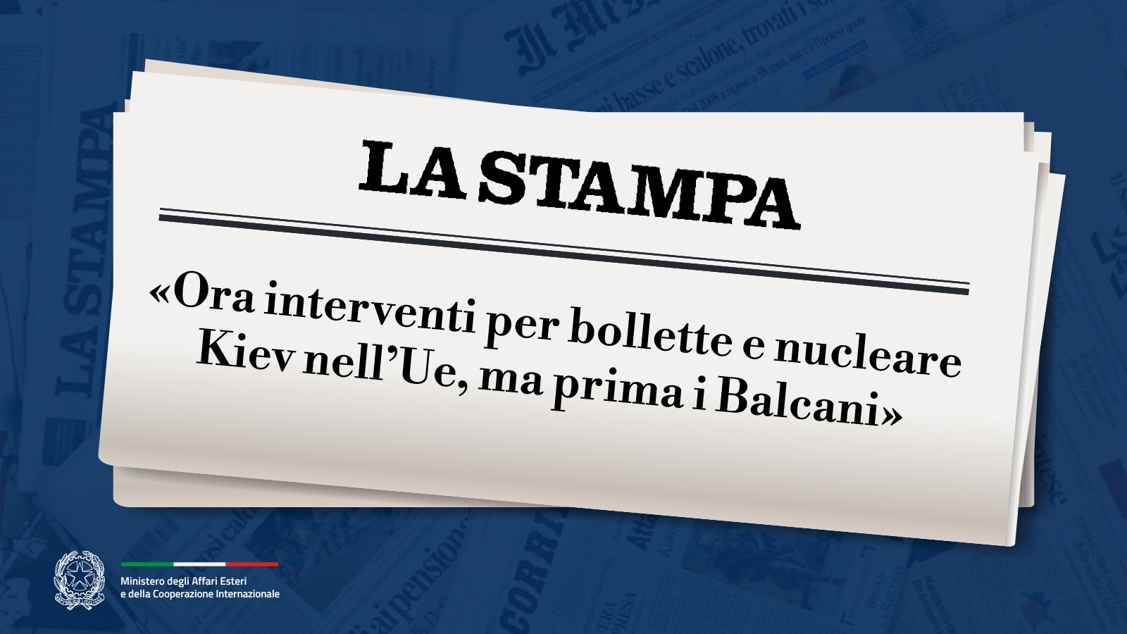 Tajani: «Ora interventi per bollette e nucleare, Kiev nell’Ue, ma prima i Balcani»