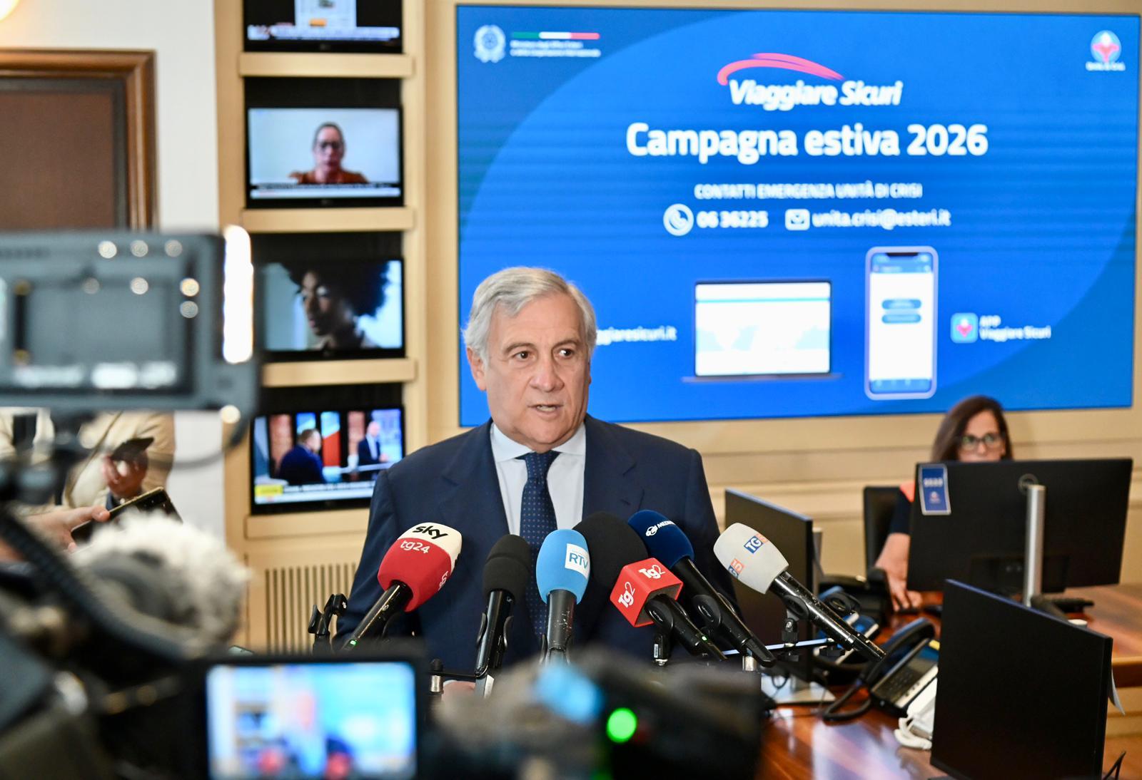 Il Ministro Tajani ha presentato la campagna “Viaggiare sicuri”