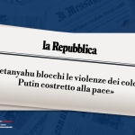 Tajani: «Netanyahu blocchi le violenze dei coloni. Putin costretto alla pace»