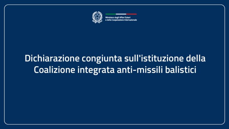 Dichiarazione congiunta sull’istituzione della Coalizione integrata anti-missili balistici