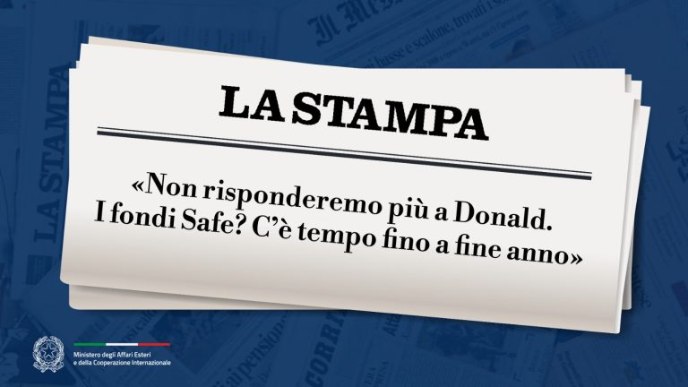 Tajani: «Non risponderemo più a Donald I fondi Safe? C'è tempo fino a fine anno»