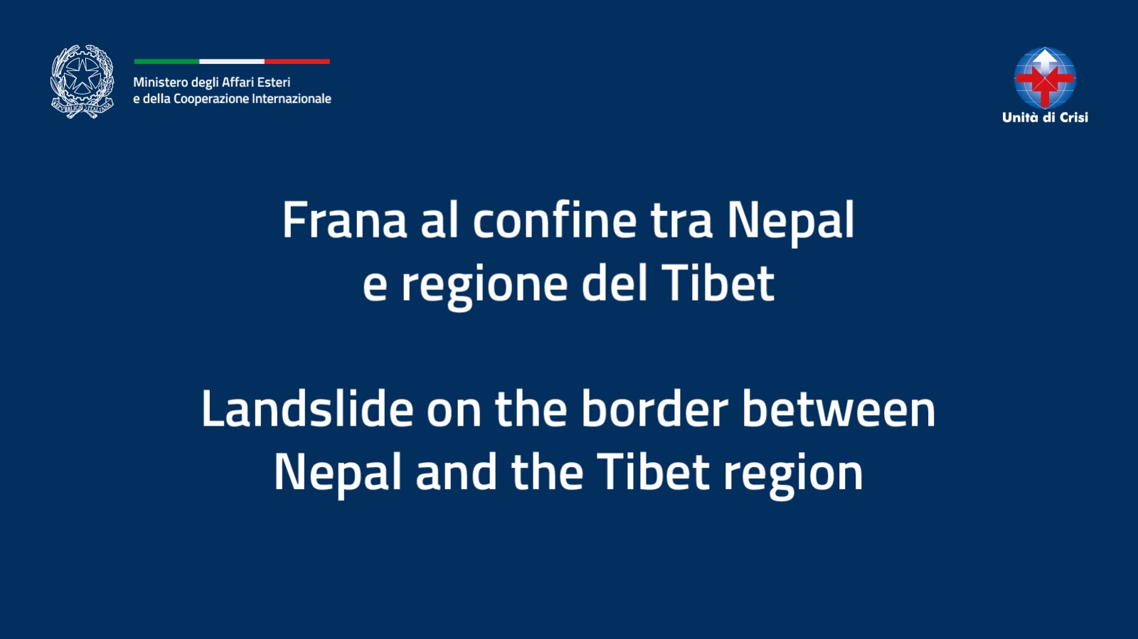 Frana al confine tra Nepal e Tibet: Farnesina al lavoro per verificare l’eventuale coinvolgimento di connazionali