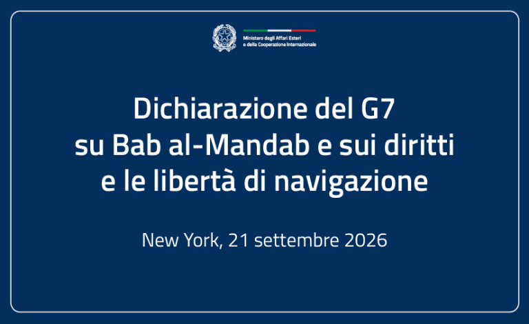 Dichiarazione del G7 su Bab al-Mandab e sui diritti e le libertà di navigazione