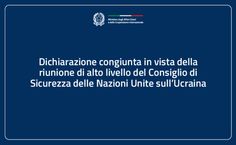 Dichiarazione congiunta in vista della riunione di alto livello del Consiglio di Sicurezza delle Nazioni Unite