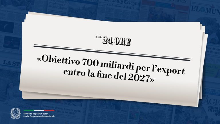 Tajani: «Obiettivo 700 miliardi per l'export entro la fine del 2027»