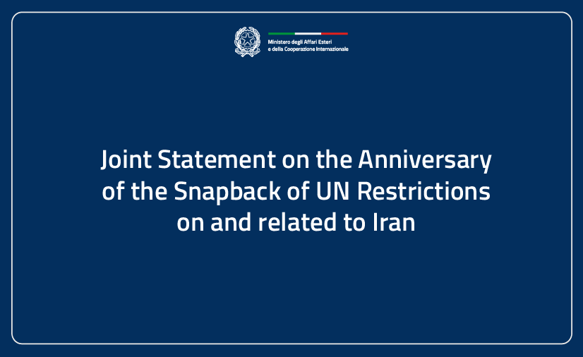 Dichiarazione congiunta in occasione dell’anniversario del ripristino delle restrizioni delle Nazioni Unite nei confronti dell’Iran e ad esso relative_ENG
