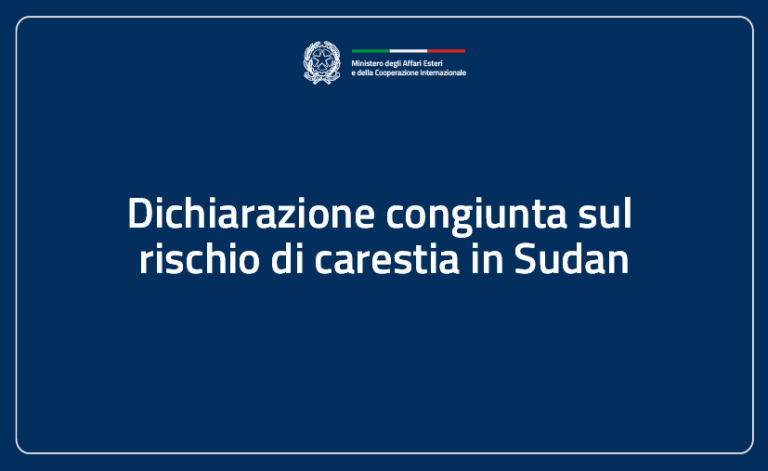 Dichiarazione congiunta sul rischio di carestia in Sudan