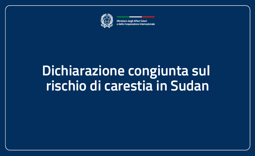 Dichiarazione congiunta sul rischio di carestia in Sudan